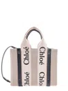 Chloé Woody Small Linen And Leather Handbag.this Bag Is Made With Lower Environmental Impact Material In Beige