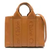 Chloé Chloe Woody Small Logo Embroidered Leather Tote