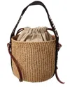 Chloé Woody Small Mifuko Basket Bag With Logo Webbing In Brown