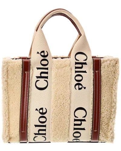 Chloé Woody Small Shearling & Leather Tote (authentic Pre-loved)