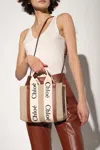 Chloé ‘woody Small' Shopper Bag In Beige