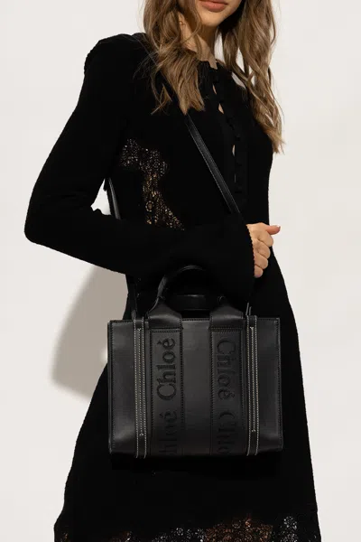 Chloé ‘woody Small' Shopper Bag In Black