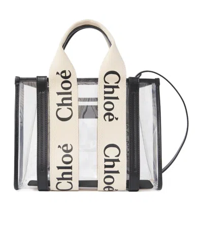 Chloé Small Woody Tote Bag In White
