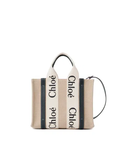 Chloé Woody Small Tote In Neutral