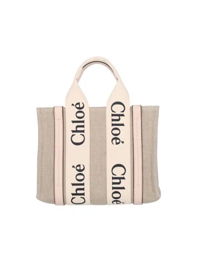 Chloé "woody" Small Tote Bag Beige