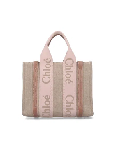 Chloé "woody" Small Tote Bag Beige