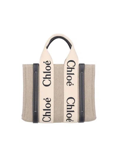 Chloé "woody" Small Tote Bag Beige