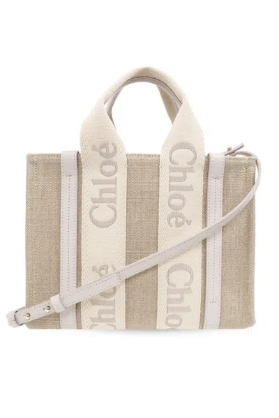 Chloé Woody Small Tote Bag In Neutral
