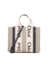 Chloé Woody Logo-print Tote Bag In Blue