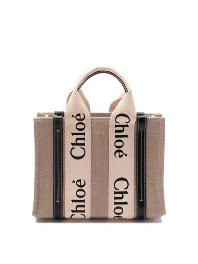 Chloé Woody Small Tote Bag In Blue