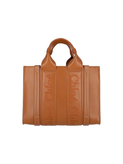 Chloé 'woody' Small Tote Bag In Brown