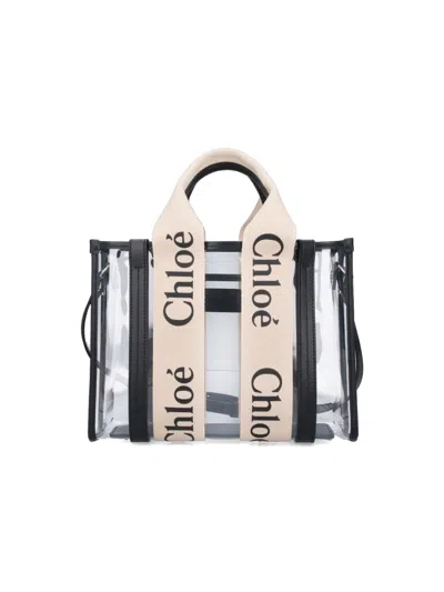 Chloé Woody Small Tote Bag In Transparent