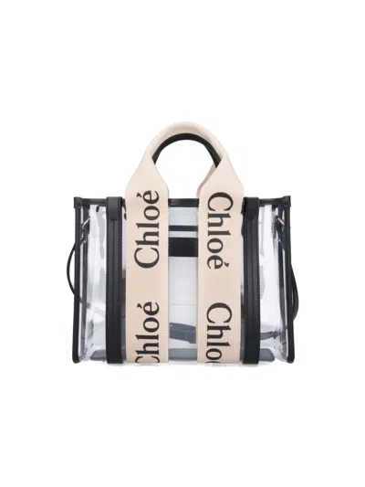 Chloé 'woody' Small Tote Bag In Transparent