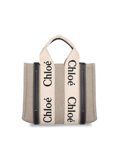 Chloé 'woody' Small Tote Bag In White