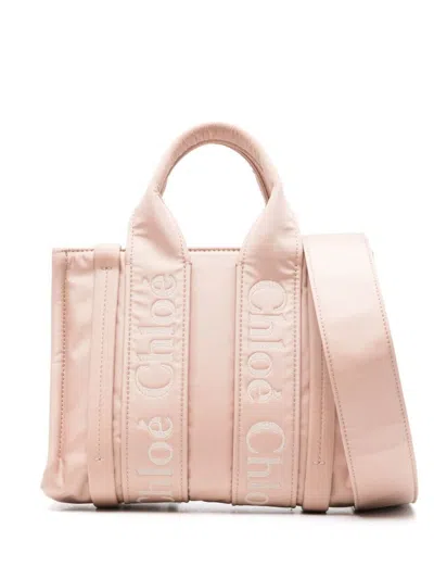 Chloé Small Woody Tote Bag In Rose_dust