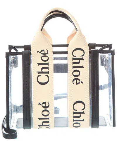 Chloé Woody Small Vinyl & Leather Tote In Black