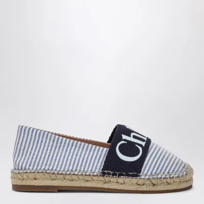 CHLOÉ WOODY STRIPED ESPADRILLES WITH LOGO