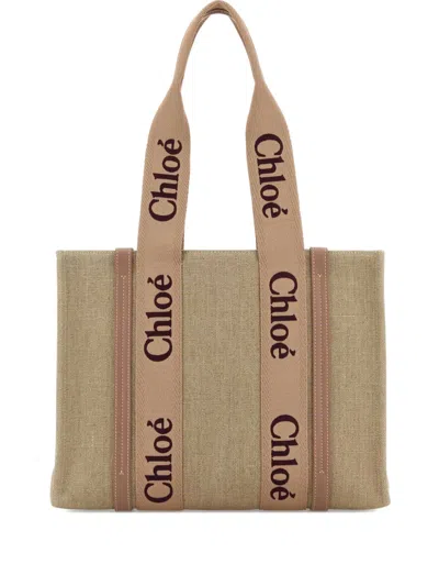 Chloé Woody Tote Bag In Neutral