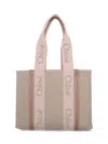 Chloé Woody Striped Linen Shoulder Bag In Multi