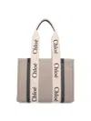 Chloé Linen Shoulder Bag With Logo Print. This Bag Is Made With Lower Environmental Impact Material