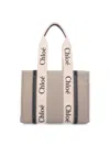 Chloé Linen Shoulder Bag With Logo Print. This Bag Is Made With Lower Environmental Impact Material