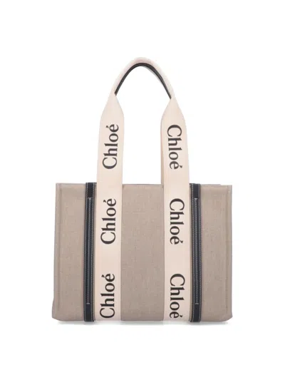Chloé "woody" Tote Bag Beige