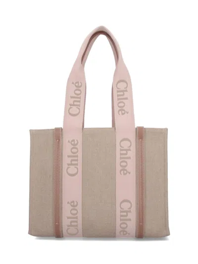 Chloé "woody" Tote Bag Beige