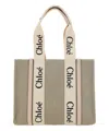 Chloé Woody Medium Canvas Tote In Beige