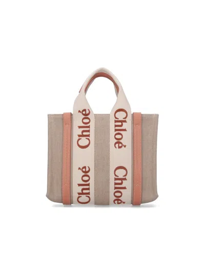 Chloé Mini Woody Tote Bag In Brown