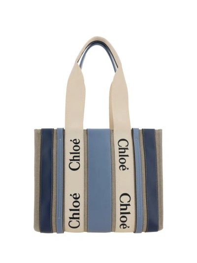 Chloé Woody Tote Bag In Blue