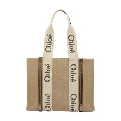 Chloé Woody Tote Bag In Gold