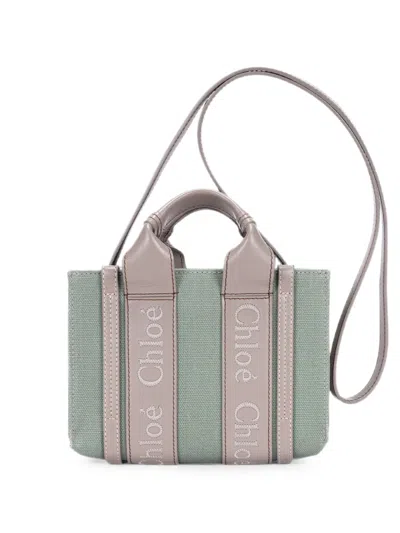 Pre-owned Chloé Woody Tote Bag In Green