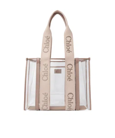 Chloé Medium Woody Tote Bag In Nude