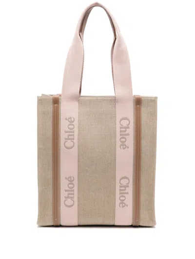 Chloé Woody Tote Bag In Neutral