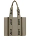 Chloé Women Woody Linen Tote Bag In Neutrals