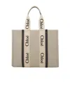 Chloé Linen Shoulder Bag With Logo Print. This Bag Is Made With Lower Environmental Impact Material In Nude
