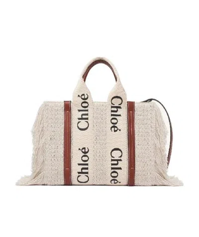 Chloé Woody Tote Bag In Nude