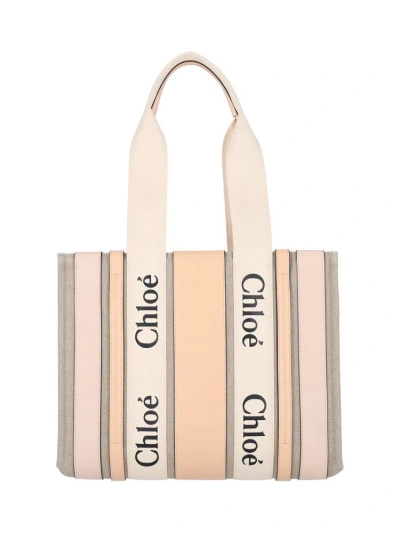 Chloé Woody Medium Tote Bag In Pink
