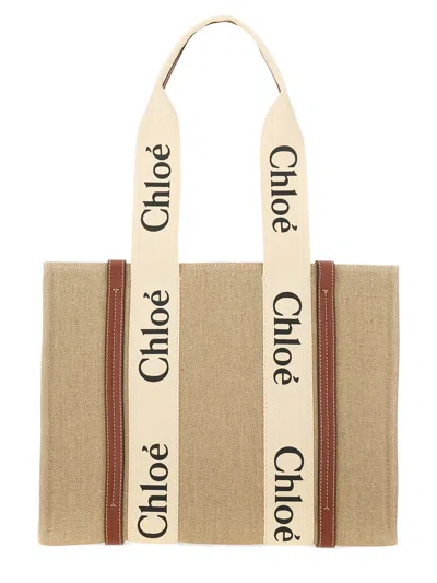 Chloé "woody" Tote Bag In Sand