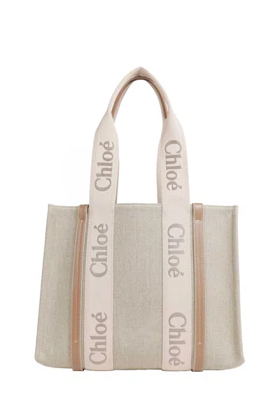 Chloé Woody Tote Bag In White