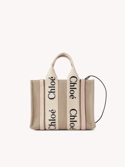 Chloé "woody" Tote Bag Small In Pink
