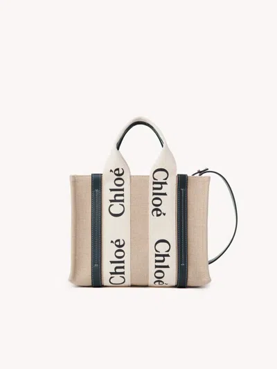 Chloé "woody" Tote Bag Small In Sand