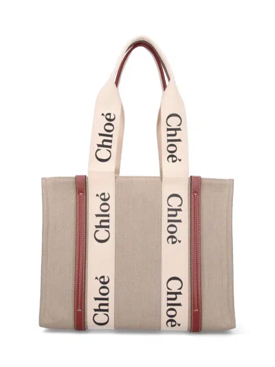 Chloé 'woody' Tote Bag In White