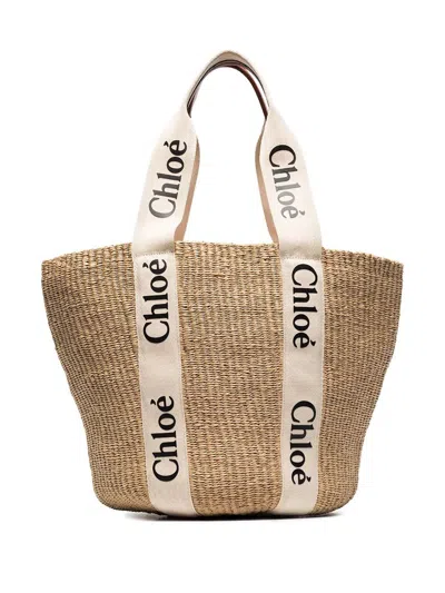 Chloé Woody Tote Bag In White