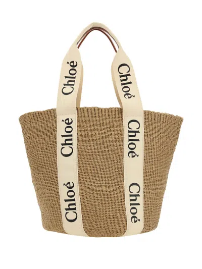 Chloé Woody Tote Bag In White