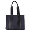 Chloé Woody Tote Canvas With Leather Medium In Navy