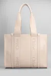 CHLOÉ WOODY TOTE IN ROSE-PINK LEATHER
