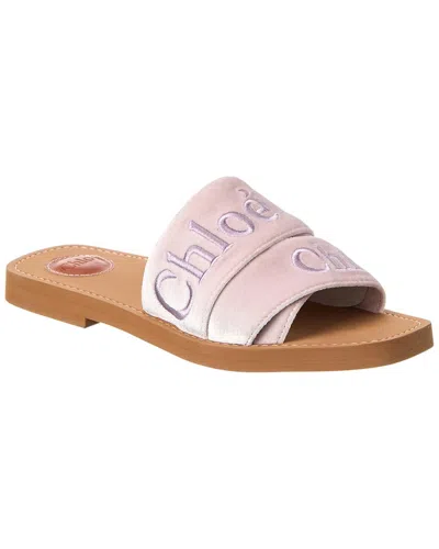 CHLOÉ WOODY VELVET SLIDE