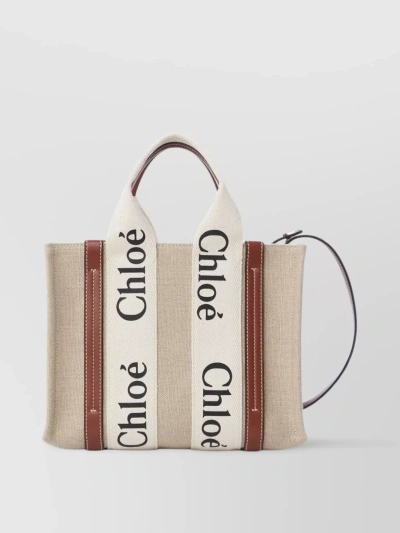 Chloé Logo-print Tote Bag In Neutrals