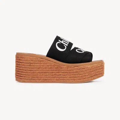 Chloé Woody Wedge Espadrille In Black